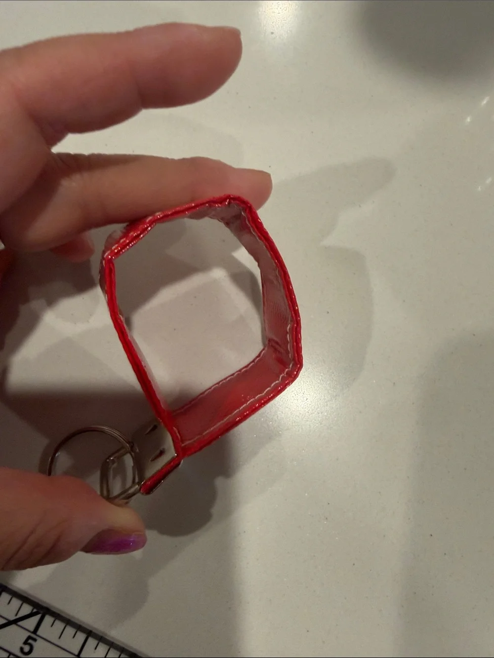 lululemon athletica handmade Red Key Fob Keychain (#3 red with silver)